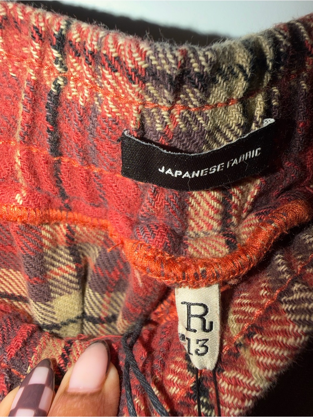 R13 Plaid Maxi Skirt in Rust and Tan - Picture 2 of 6